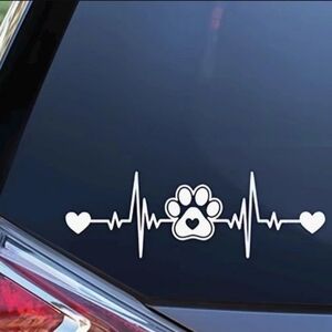 Dog‎ Paw Print Heartbeat Vinyl Graphic Auto Wall Car Laptop Decal Bumper Sticker